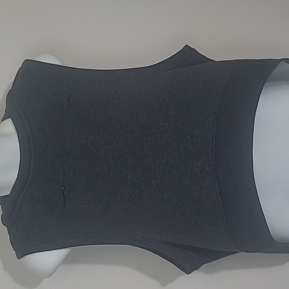 Joy Lab Hooded Crop Top Sweatshirt Vest charcoal gray fleece zipper pocket - Picture 2 of 7